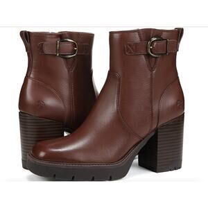 Naturalizer Wilde Leather Buckle Lug Sole Waterproof Boots | Sz 9, Brown NEW